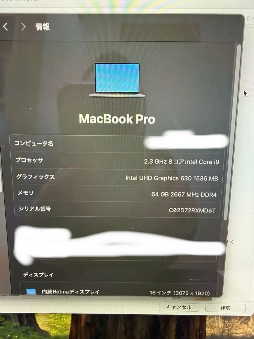 Apple MacBook Pro 16インチ 2019 i9 64GB 1T