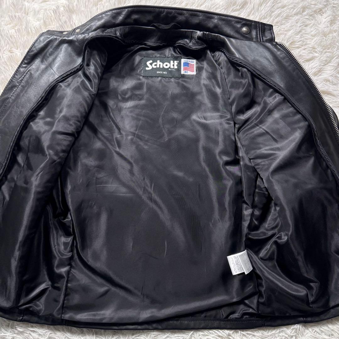 極美品/現行✨schott ライダースジャケット　シングル 641 黒40