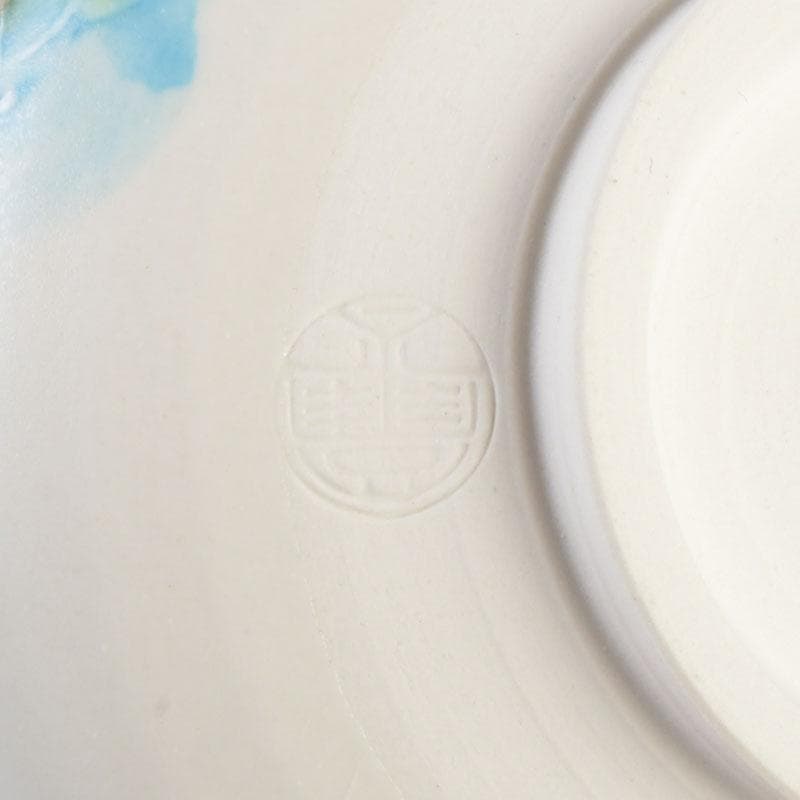 茶道具　京焼　橋本永豊作　色絵　紫陽花文　イッチン茶碗　共箱　V　9650