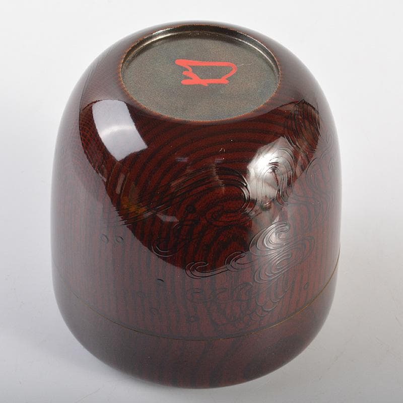 山中塗　辻石斎造　波に貝蒔絵　大棗　共布　宗左(而妙斎)極め箱　F　R6886