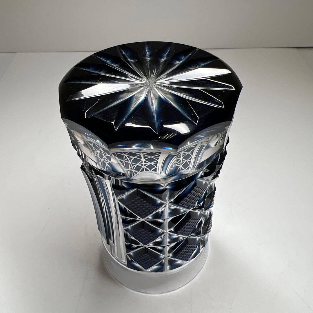 薩摩切子　島津磯斉　色被せ切子ガラス　タンブラー　共箱　東Y7-1205☆2F