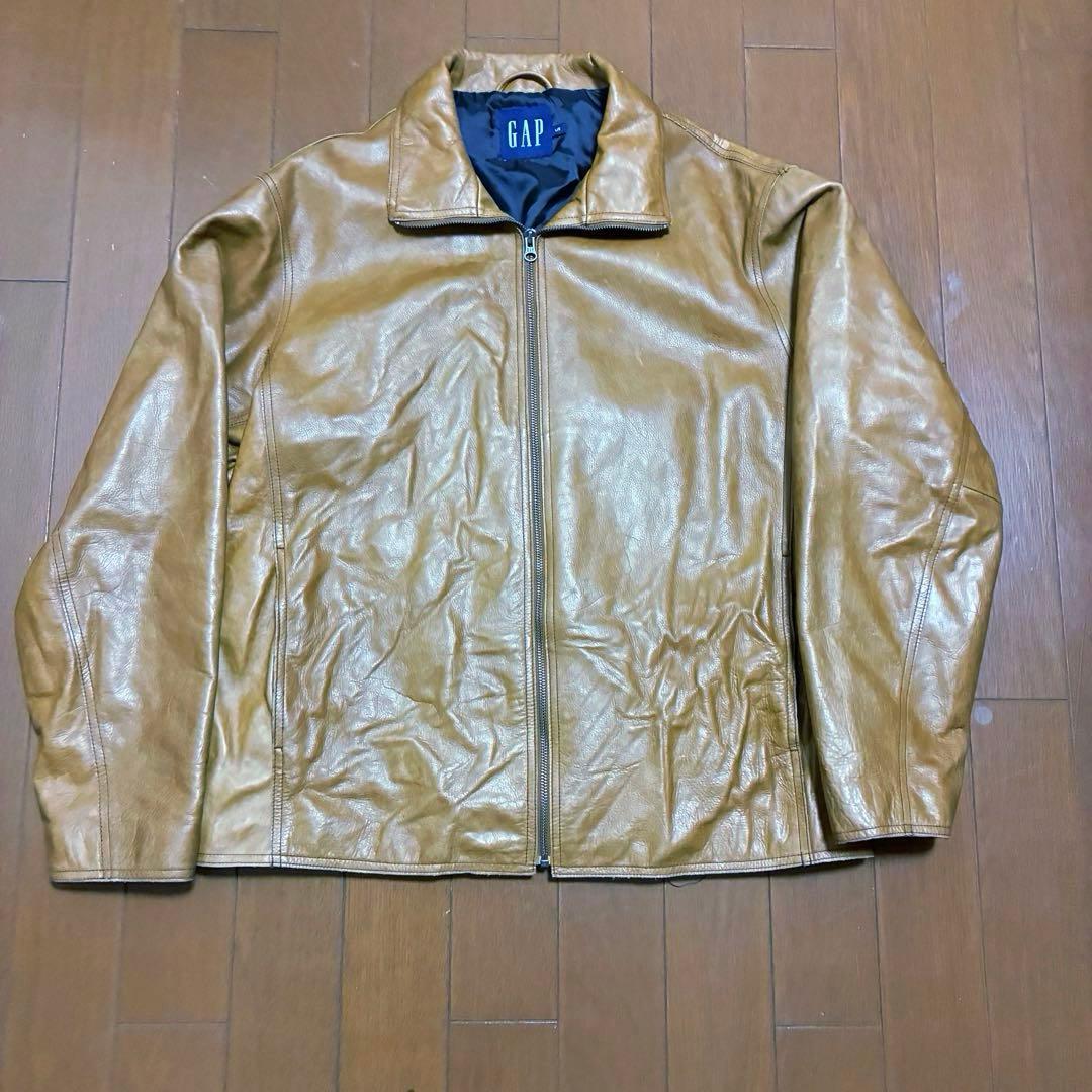 old gap 本革ジャケット レザージャケット シングル レザー キャメル