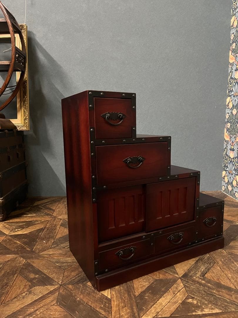 階段箪笥 インテリア 昭和レトロ 当時物 和箪笥 民芸調家具 アンティーク