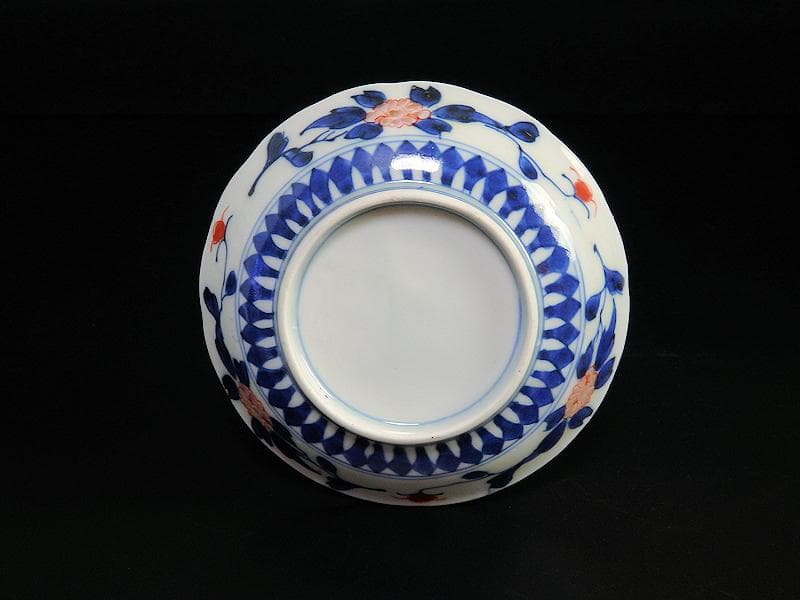 古伊万里　金襴手　百花繚乱　花鳥紋の図　４寸皿　５枚　D511AS-favu