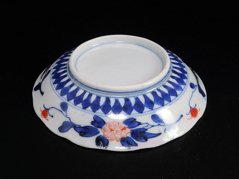 古伊万里　金襴手　百花繚乱　花鳥紋の図　４寸皿　５枚　D511AS-favu