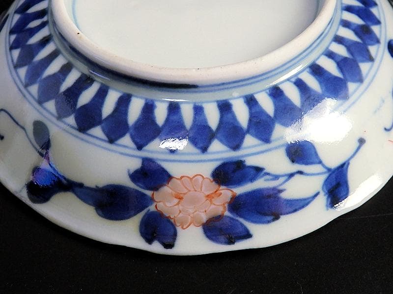 古伊万里　金襴手　百花繚乱　花鳥紋の図　４寸皿　５枚　D511AS-favu