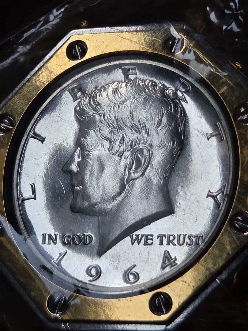 (プルーフ)　アメリカ　ケネディ大統領　ハーフダラー銀貨　入りバックル