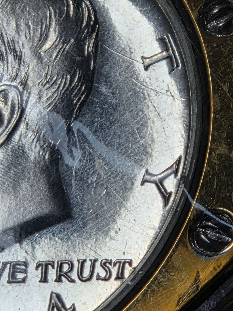 (プルーフ)　アメリカ　ケネディ大統領　ハーフダラー銀貨　入りバックル