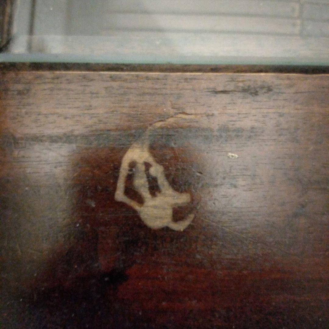 木製ガラス天板引き出し付き四角テーブル