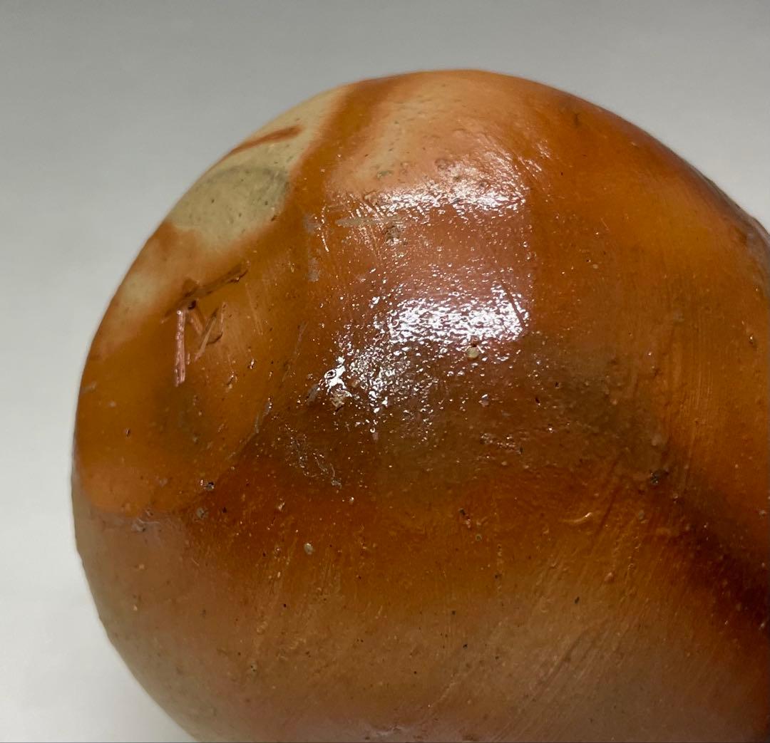 県指定重要無形文化財　山本雄一　備前茶入　共箱(四方桟盛蓋) 共布　栞　y2