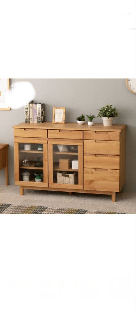 サイドボード 食器棚 ガラス戸 チェスト リビング収納　120cm