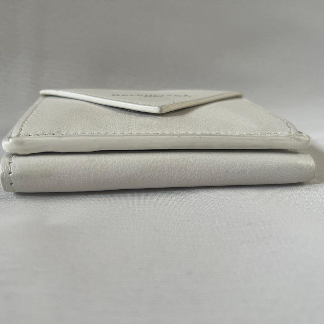 BALENCIAGA ペーパー ミニウォレット 三つ折り財布 白