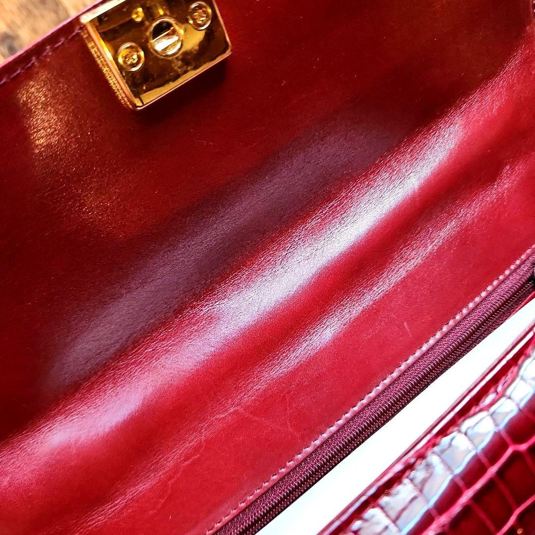 クロコダイル グレージング シャイニング ハンドバッグ