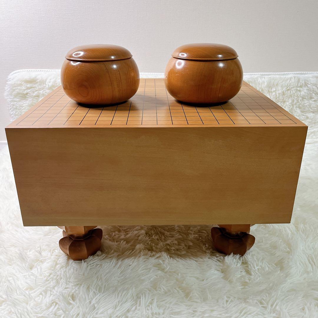 高級　囲碁盤 脚付き へそ有り 碁石・碁筒セット　厚さ 174ミリ 約5.6寸