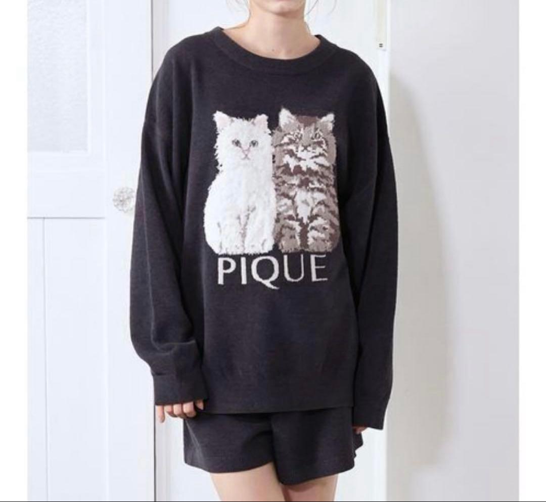 新品♡ジェラートピケ♡ツインキャットジャガードプルオーバー&ショートパンツセット