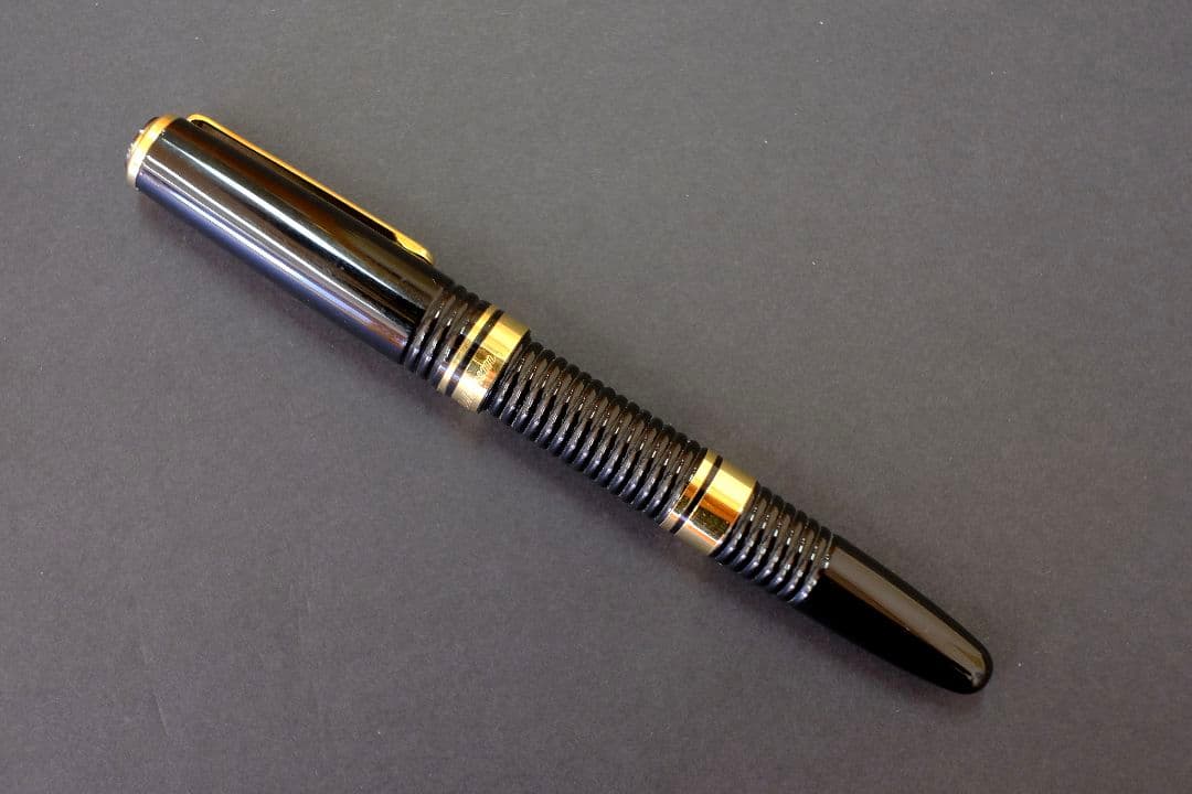 プラチナ万年筆 #3776 ギャザード　黒　 細字　K14 初期モデル