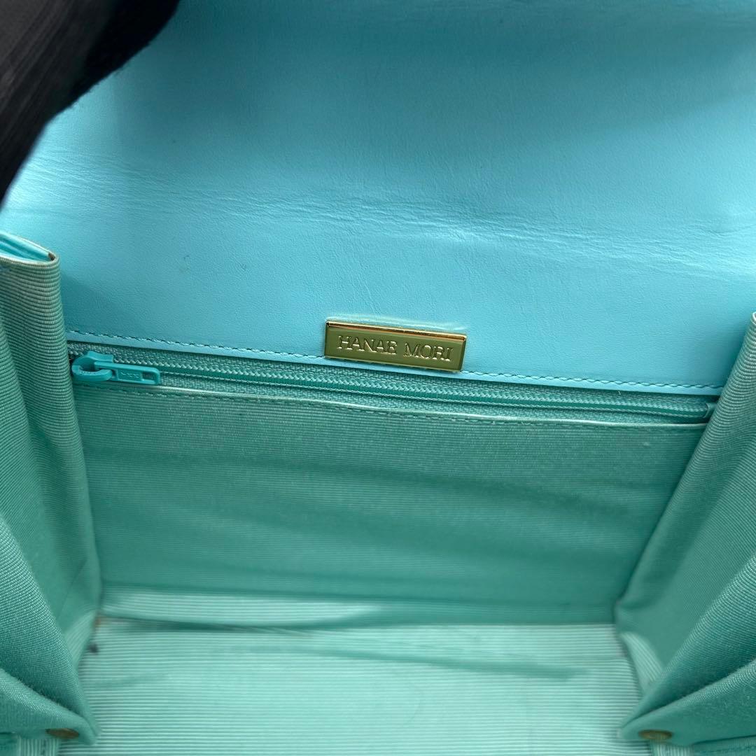 美品&入手困難　ハナエモリ　ショルダーバッグ　2way　レザー　ブルー　リボン