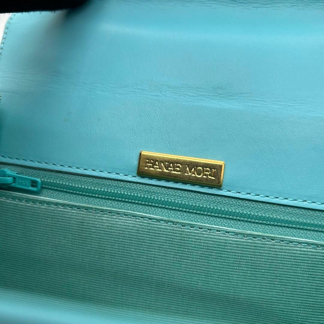 美品&入手困難　ハナエモリ　ショルダーバッグ　2way　レザー　ブルー　リボン