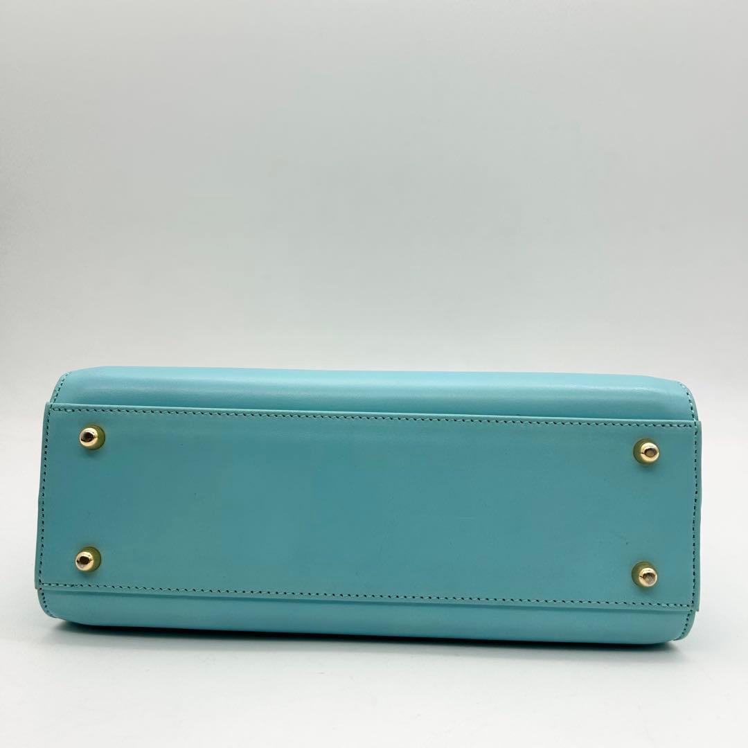 美品&入手困難　ハナエモリ　ショルダーバッグ　2way　レザー　ブルー　リボン