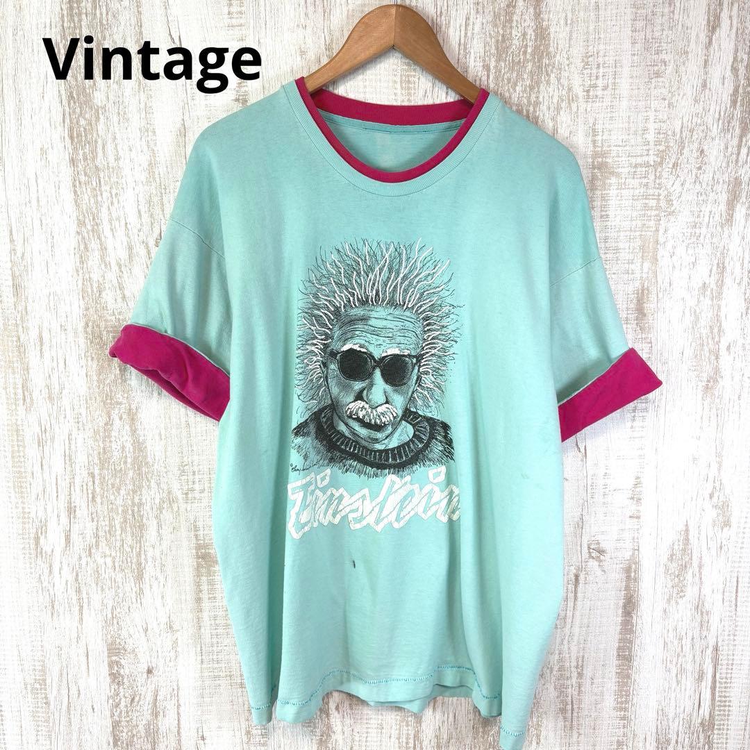 ヴィンテージ アインシュタイン レア 3Dプリント シングルステッチ Tシャツ