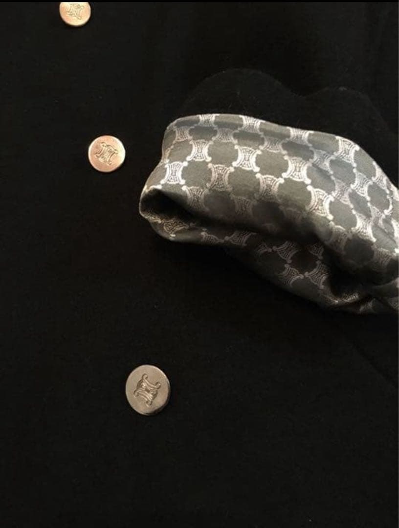 CELINE セリーヌ 140cm カシミア混ウール ピーコート オンワード樫山