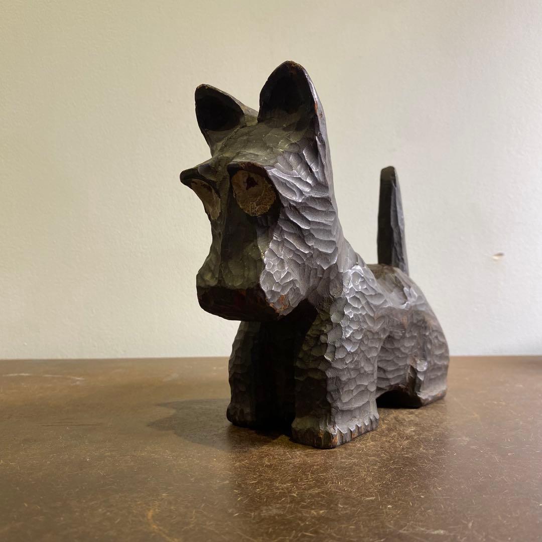 古い木彫りの犬 アンティーク