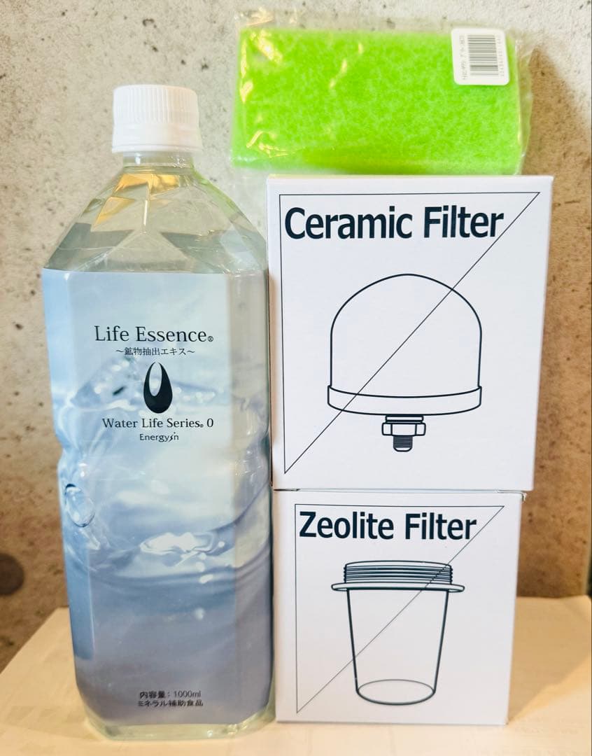 【4点フルセット】1000mlライフエッセンス＆セラミック、ゼオライトフィルター