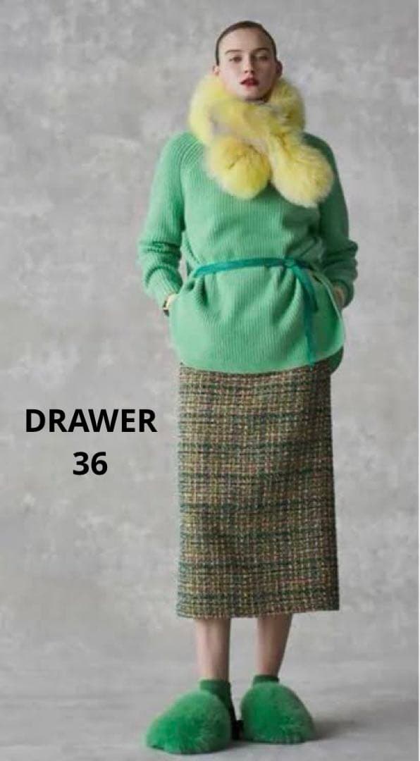 DRAWER ドゥロワー ツイードジップスカート 36