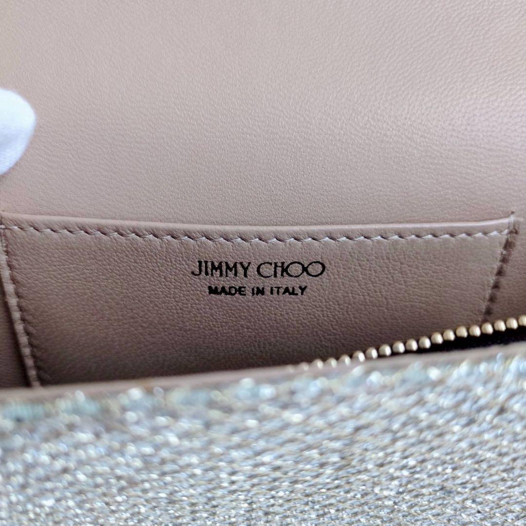 ジミーチュウ スパンコール グリッター シャンパンゴールド パーティーバッグ