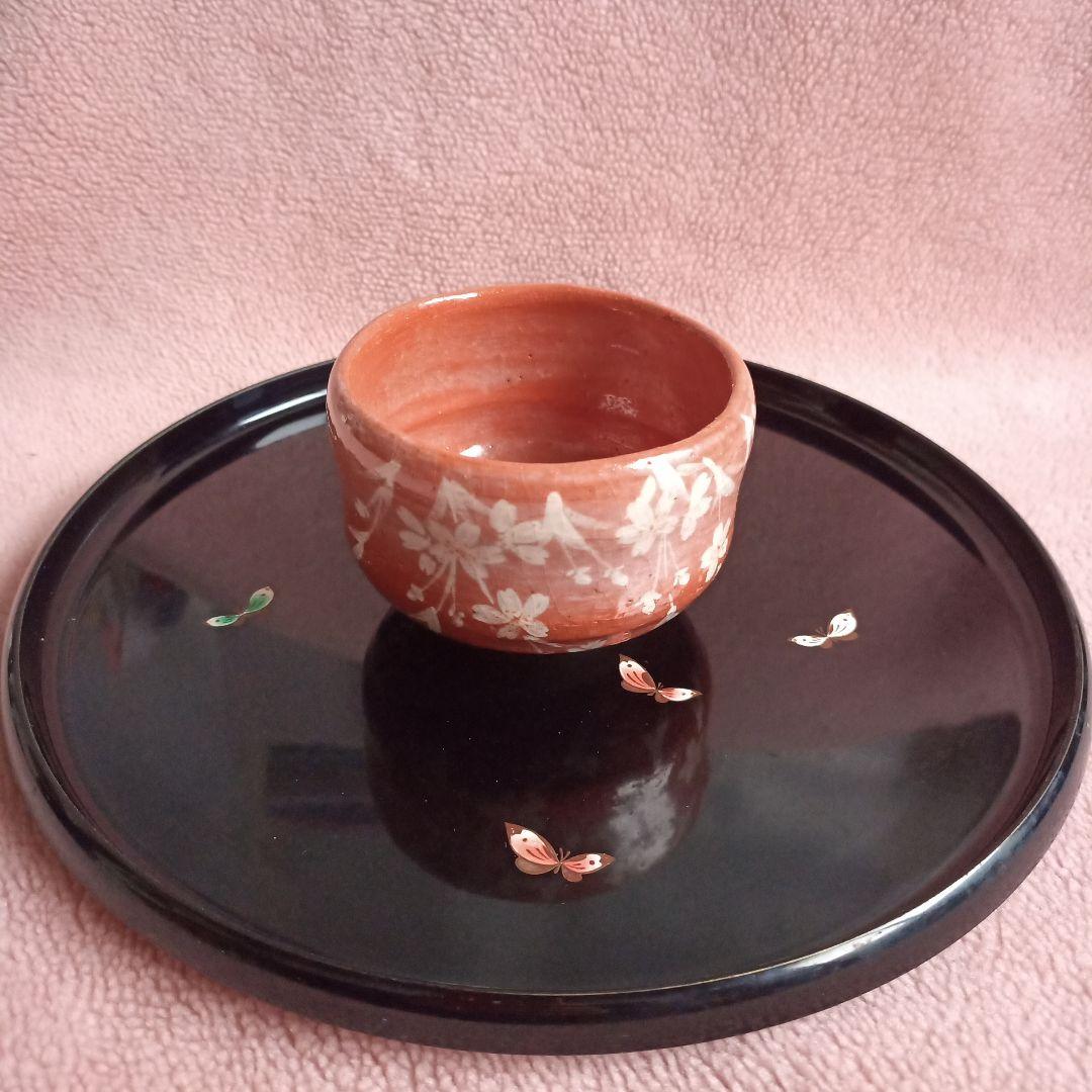 清水焼 抹茶 茶碗 樂入 楽入 窯 茶道具 茶道 陶芸品 骨董品 茶碗 桜 吉村