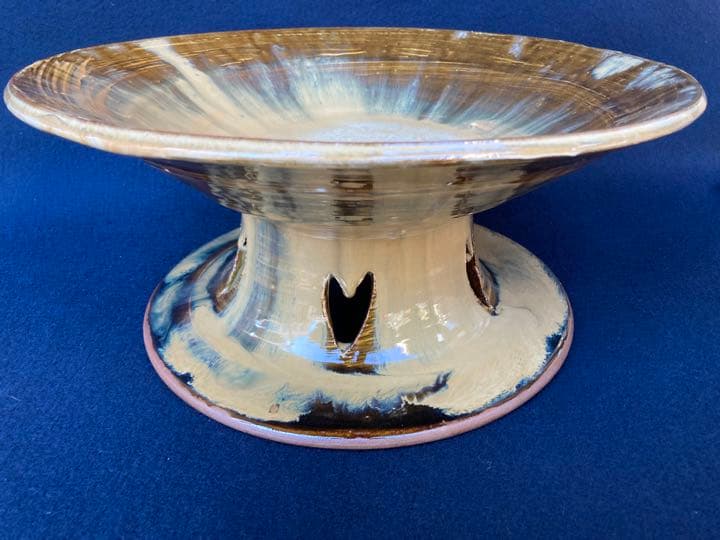 大上昇作　丹波　灰釉台鉢