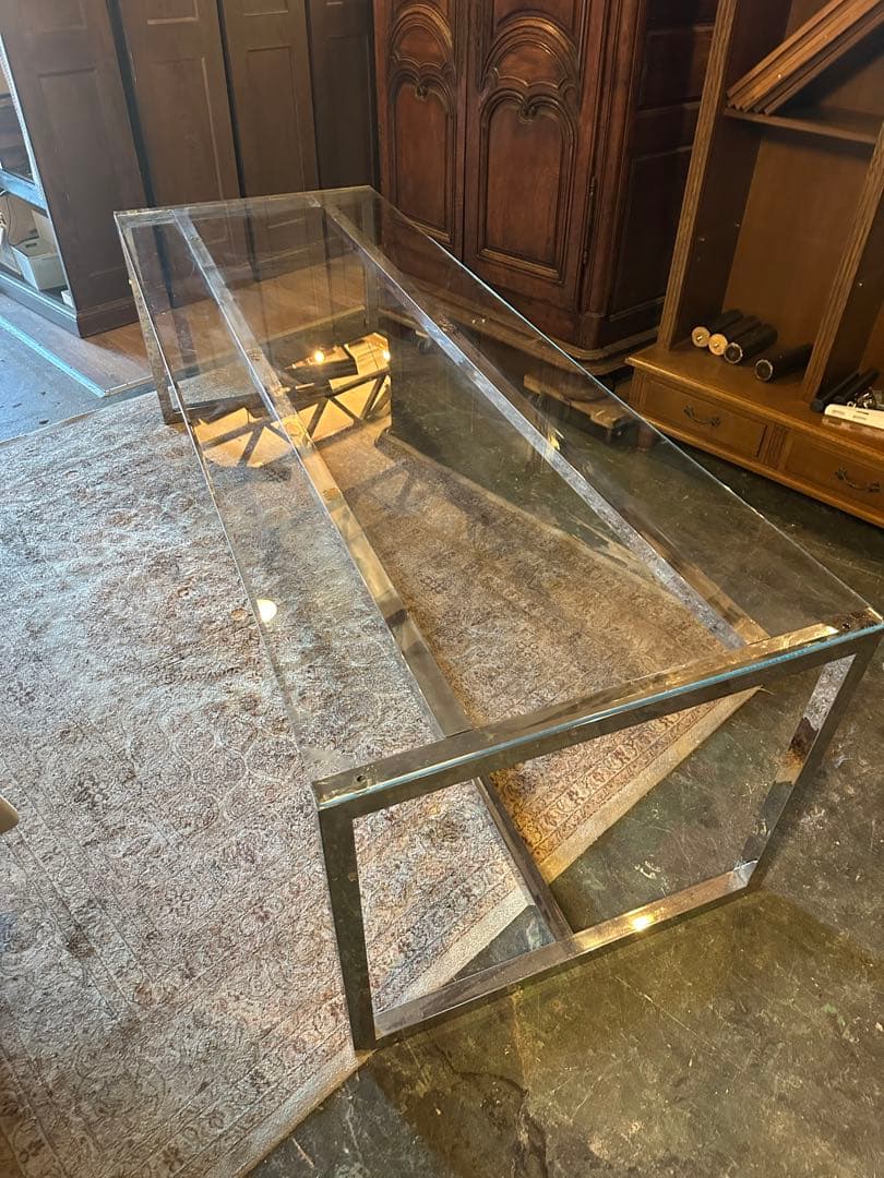 【東京都内23区配送無料】240cm ガラステーブル　事務　デザイナーズ　机