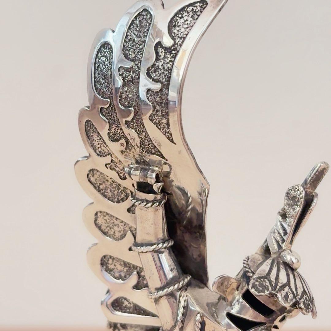 ナバホ族 スターリングシルバー カチナ イーグルダンサー シルバーターコイズ彫刻