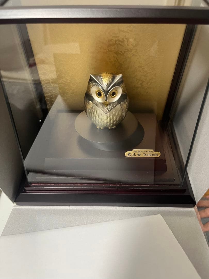 【希少　純銀製】武比古 作 ふくろう 置物SILVER999 伝統工芸　極美品