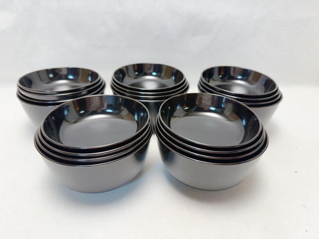 未使用 懐石道具 木製黒真塗 四つ椀 小丸椀 5客揃 元箱