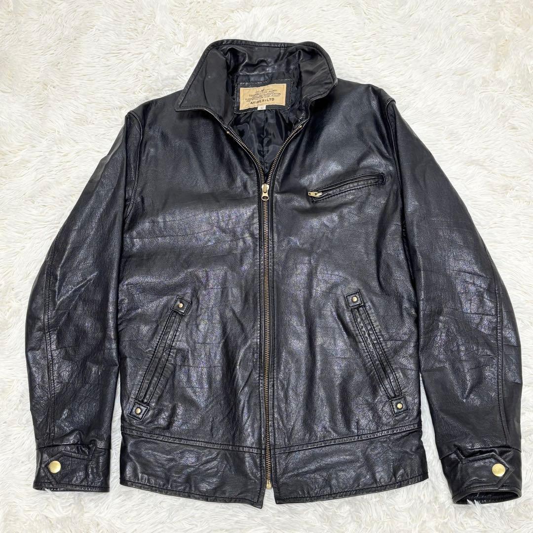 AVIREX　レザージャケット　シングルライダース　カウレザー