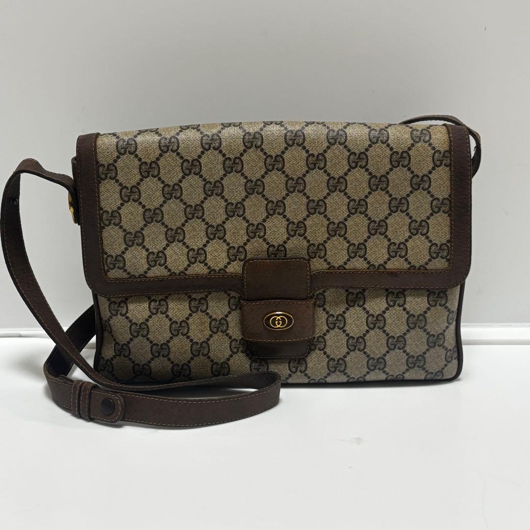 GUCCI オールドグッチ GGショルダーバッグ レザー ブラウン系