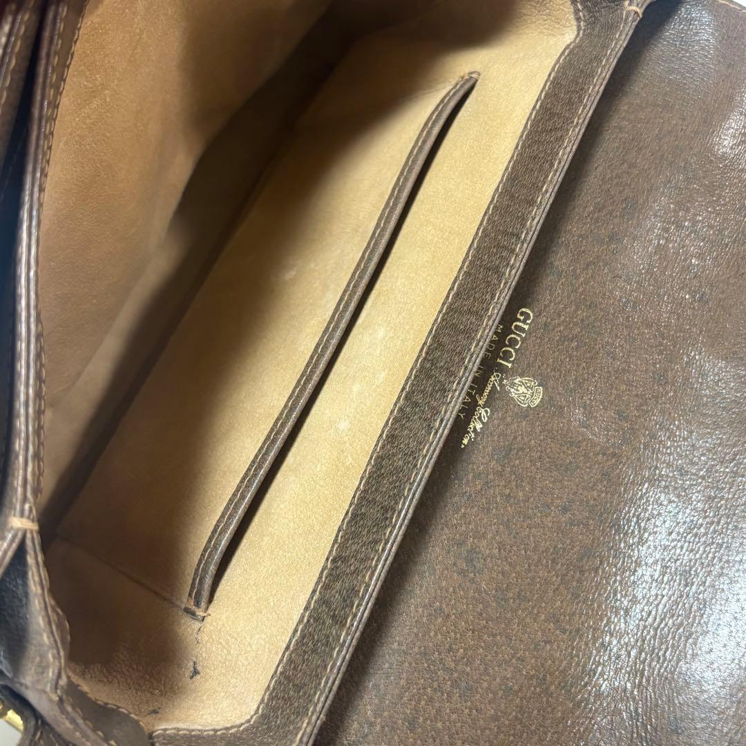 GUCCI オールドグッチ GGショルダーバッグ レザー ブラウン系
