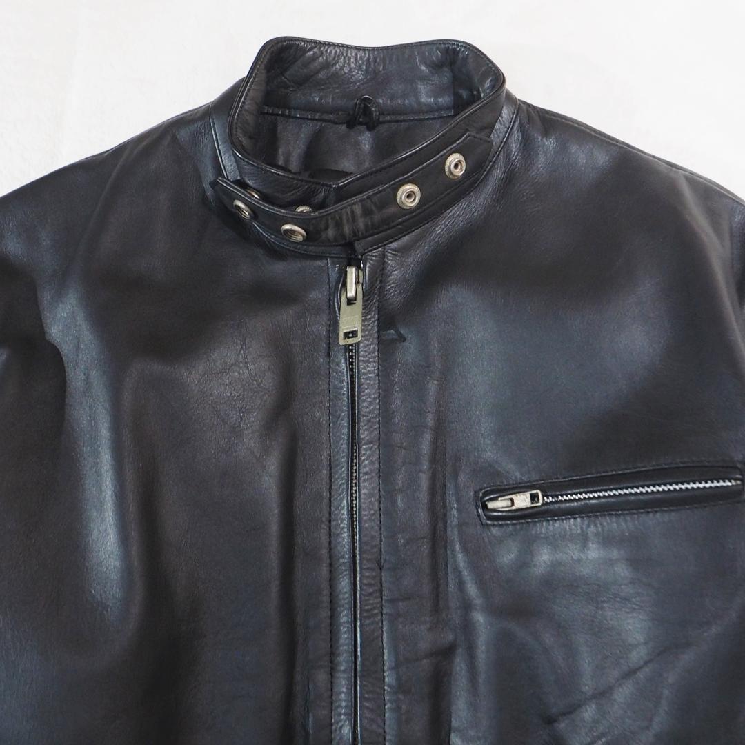 アメリカンノスタルジア ライダースジャケット 本革 ブラック 肉厚レザー XL