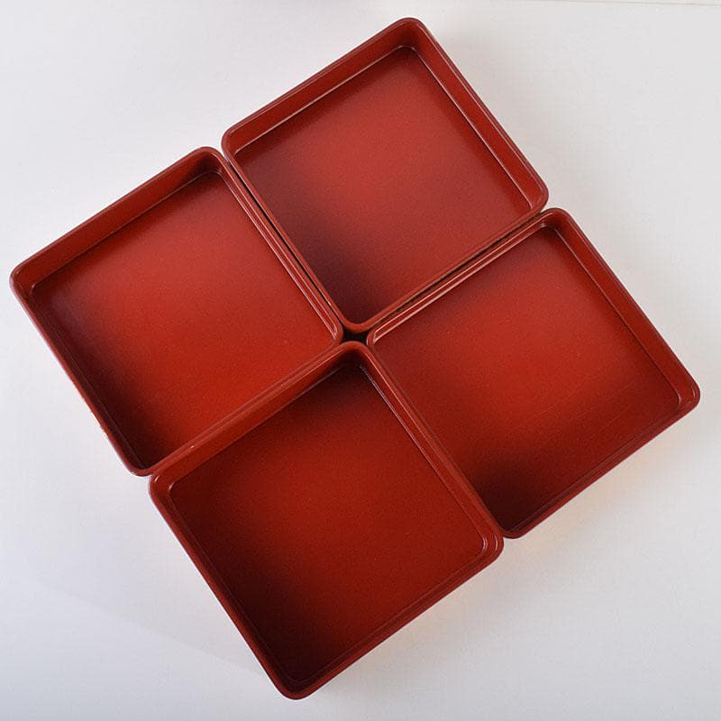 ゆりる　輪島塗　沈金蒔絵　菊彫文　手提四段重箱　共箱　M　R9137H