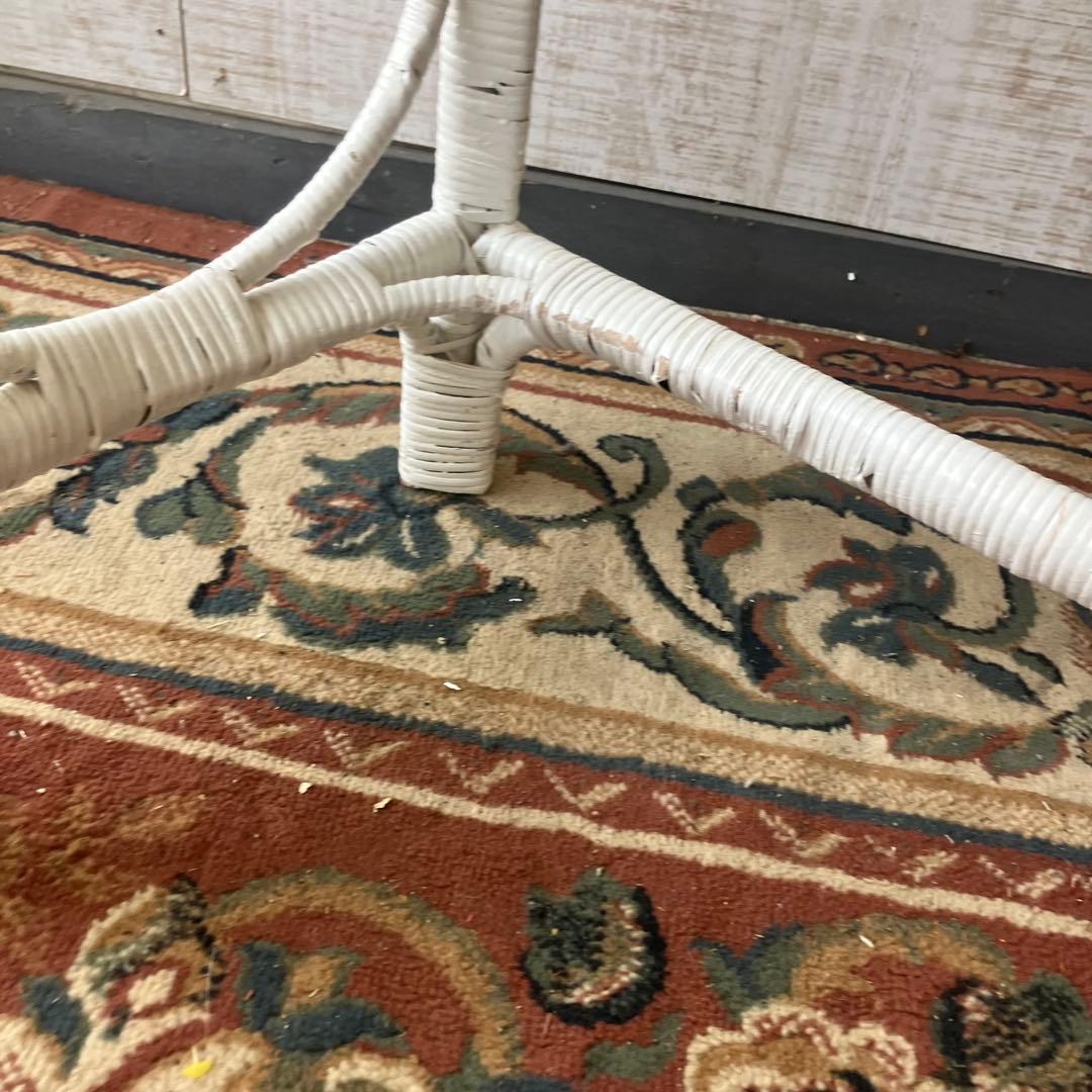 北欧レトロ 姫系 ラタンドレッサー 鏡台 椅子&ゴミ箱付き ビンテージ 古家具