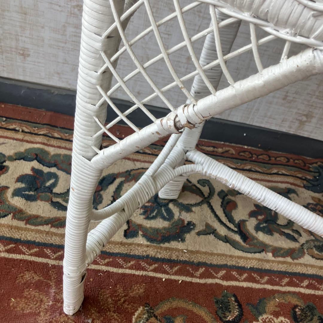 北欧レトロ 姫系 ラタンドレッサー 鏡台 椅子&ゴミ箱付き ビンテージ 古家具