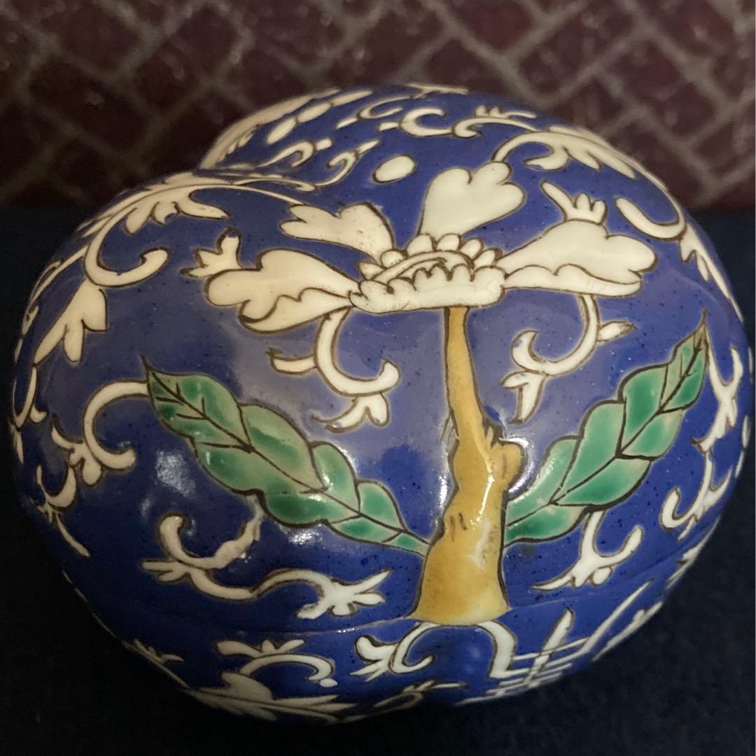 清代　同治年製　蝙蝠文合子　香合