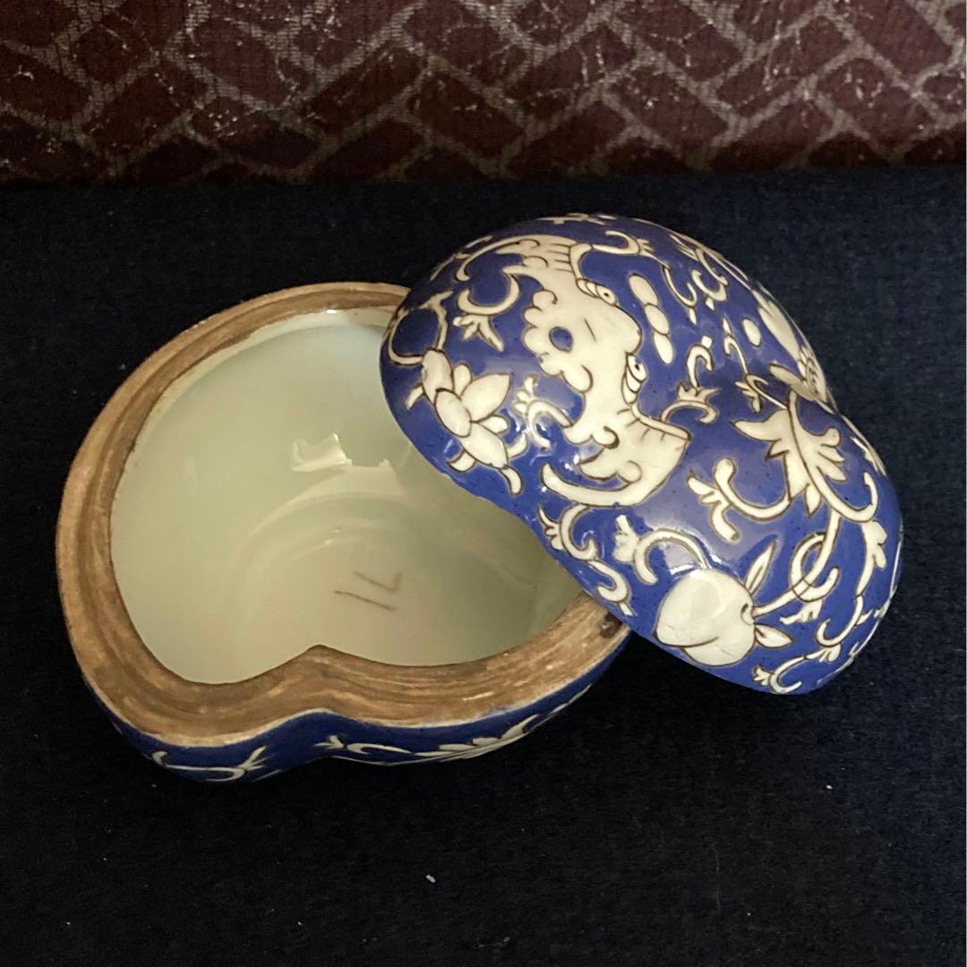 清代　同治年製　蝙蝠文合子　香合