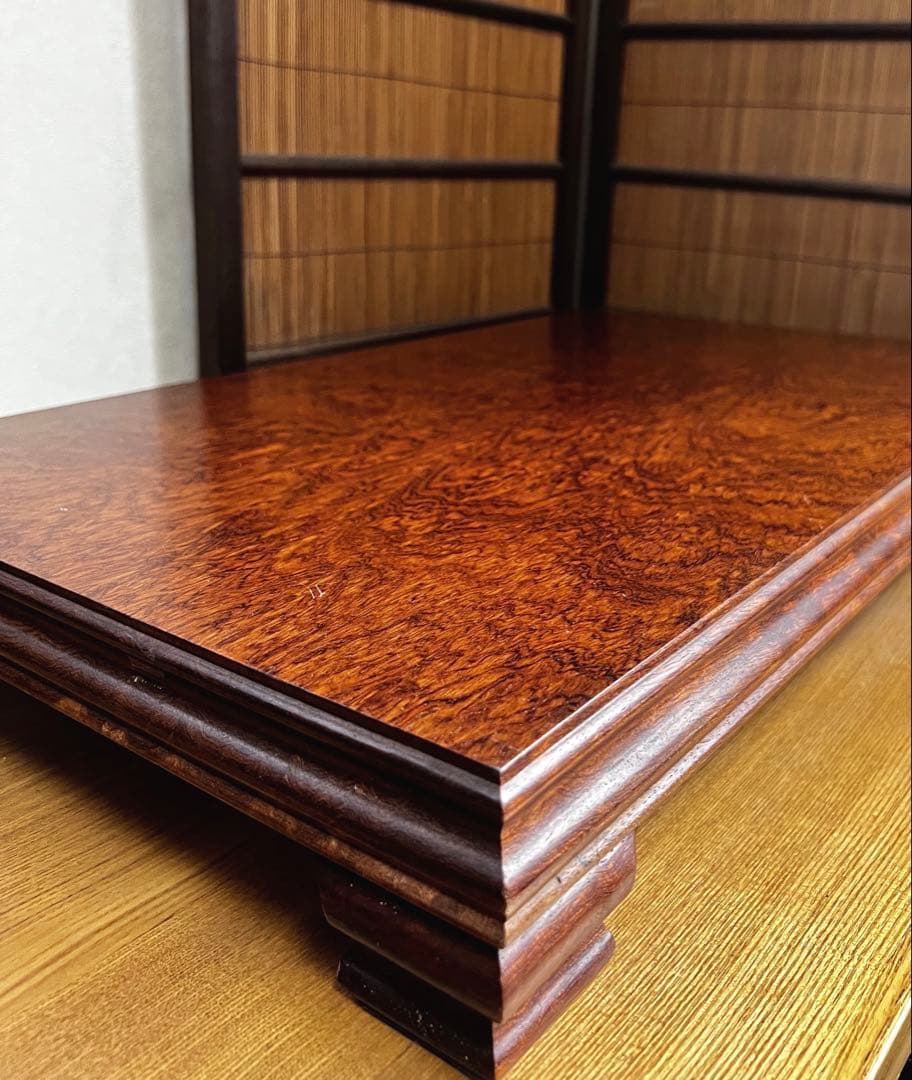 天然時代木 四足 花梨 欅 玉杢 孔雀杢 重量級 8.6㎏ 花台 香台 盆栽台