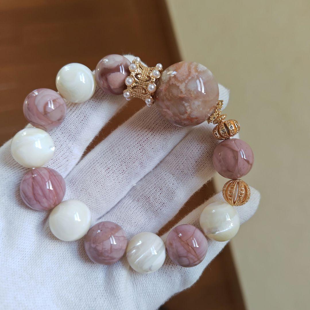 新作♡特大フォッシルコーラル、ピンク阿拉善瑪瑙、マザーオブパール