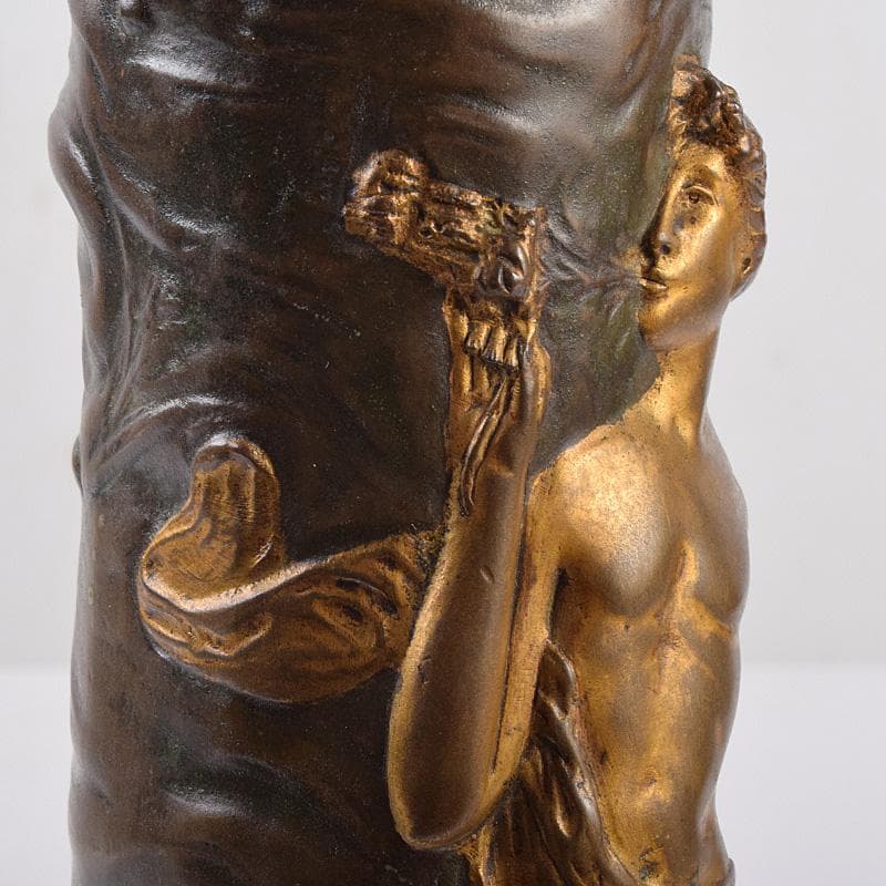 西洋美術　シャルル・ロシェ　ブロンズ　男性像刻　花瓶　M　R8972