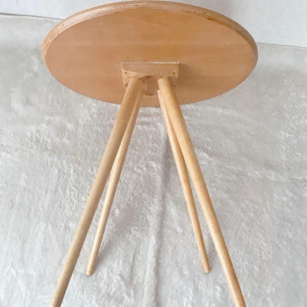 美品】オシャレ ラウンド カフェテーブル オーク材 丸 ４本脚 北欧ハイテーブル