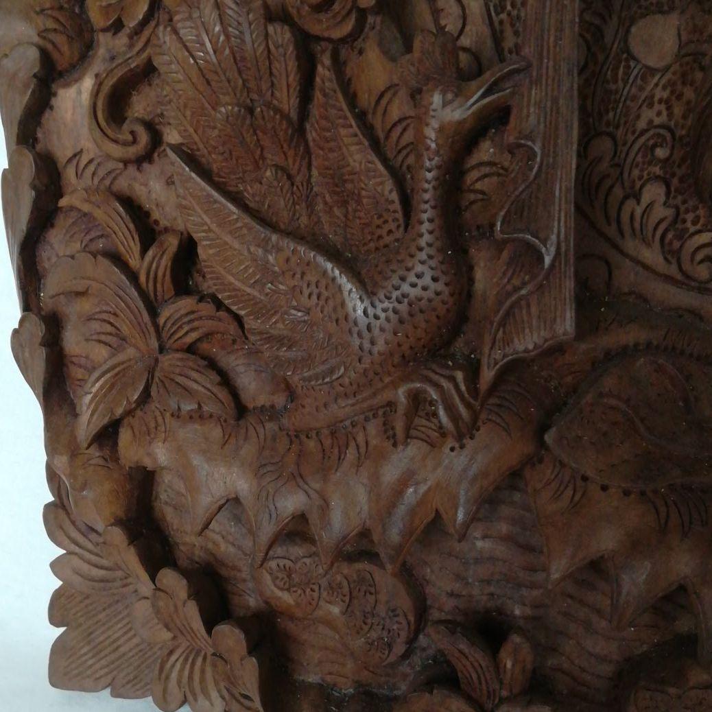 バリ島　インドネシア　レリーフ　壁掛け　木彫彫刻