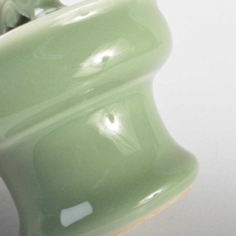 茶道具　京焼　清水焼　平安　加藤渓山作　天龍寺青磁　辰香炉　共箱　C　6585